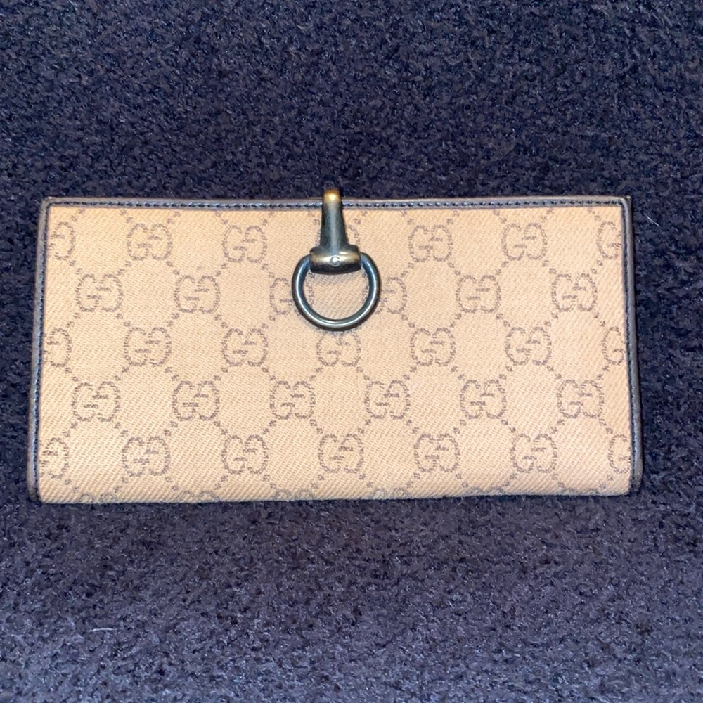 Gucci, unique canvas, leather long monogram wallet - Picture 1 of 6